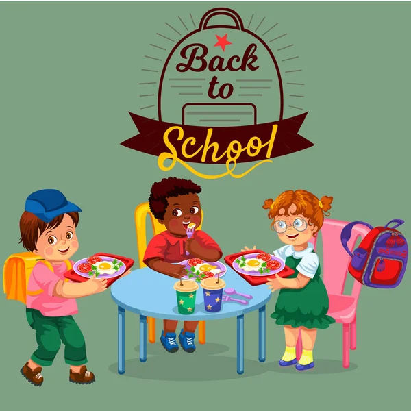 Almuerzo escolar cartel colorido — Archivo Imágenes Vectoriales