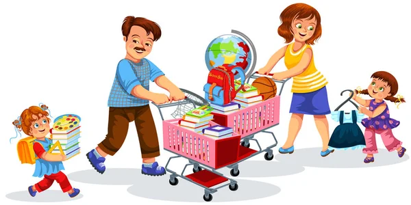 Affiche shopping retour à l'école — Image vectorielle