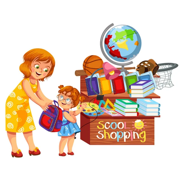 School shopping colorful poster — Stock Vector