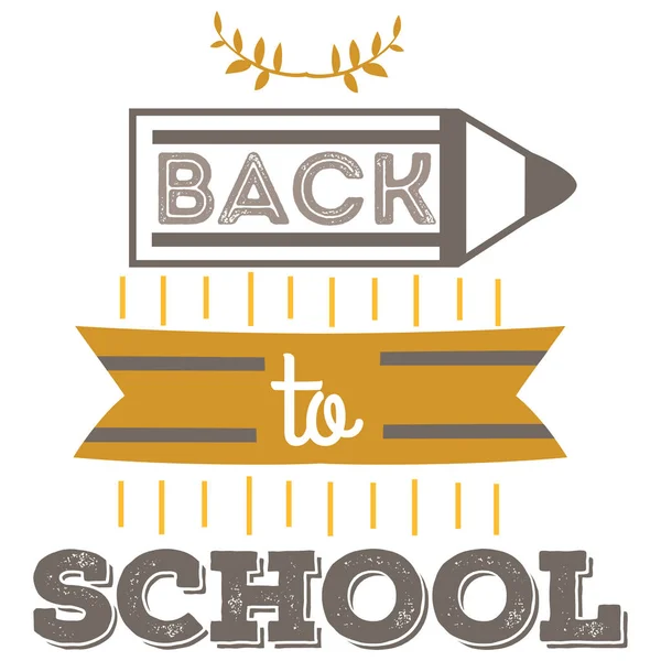 Ritorno a scuola emblema Istruzione logo segno con matita e nastro vettoriale illustrazione . — Vettoriale Stock