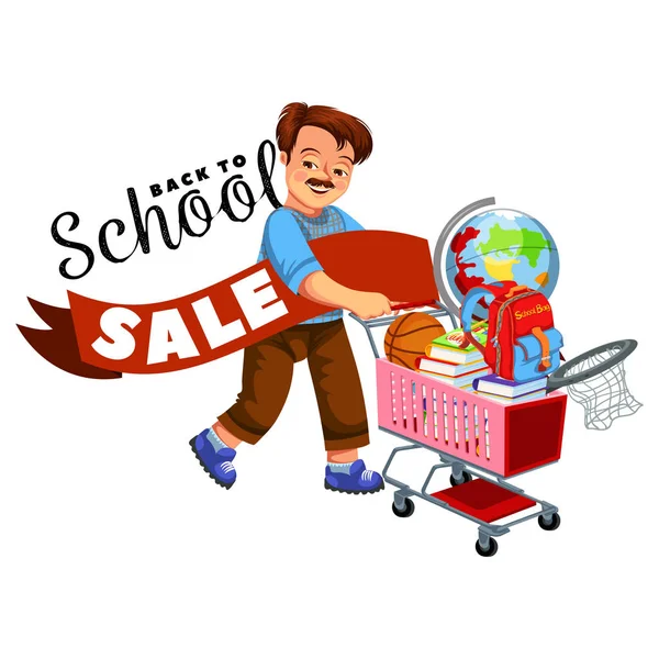 Schuleinkauf mit Papa-Poster mit Logo für Banner — Stockvektor