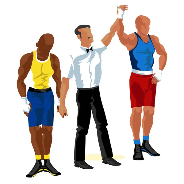 Боксерский матч на плоском плакате. Профессиональные боксеры в спортивной одежде и экипировке, имеющие векторную иллюстрацию событий битвы . — стоковый вектор