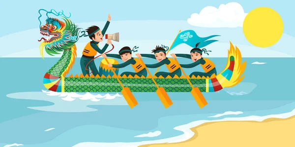 Illustration vectorielle de bannière horizontale Dragon boat racing — Image vectorielle