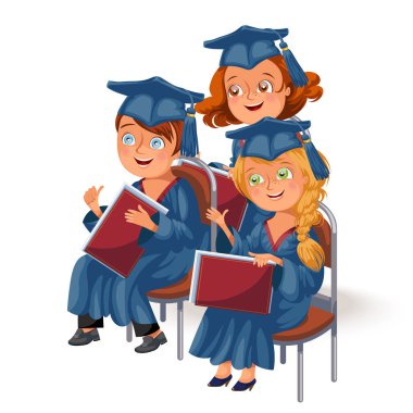 Kutlama töreni düz poster mutlu kızlar