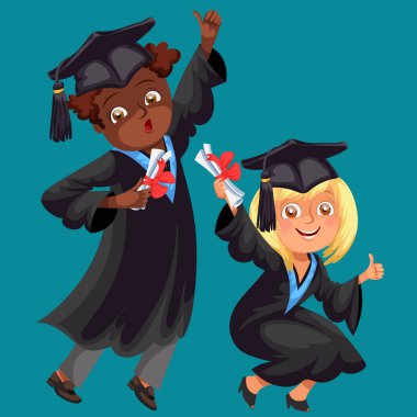 Üniversite öğrencileri poster farklı milletlerden mutlu mezunları ile kutlamak mezuniyet.