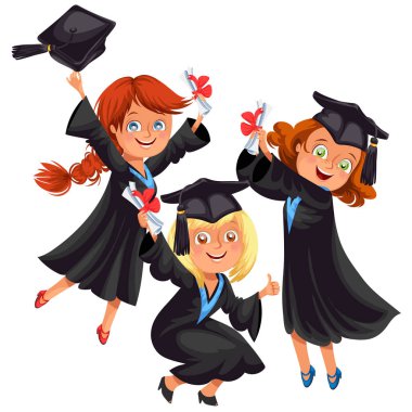 Mutlu çocuklar ve kızlar mezuniyet partisi