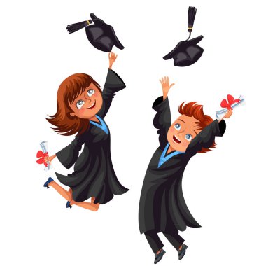 College students poster with happy graduates of celebrate high school graduation. clipart