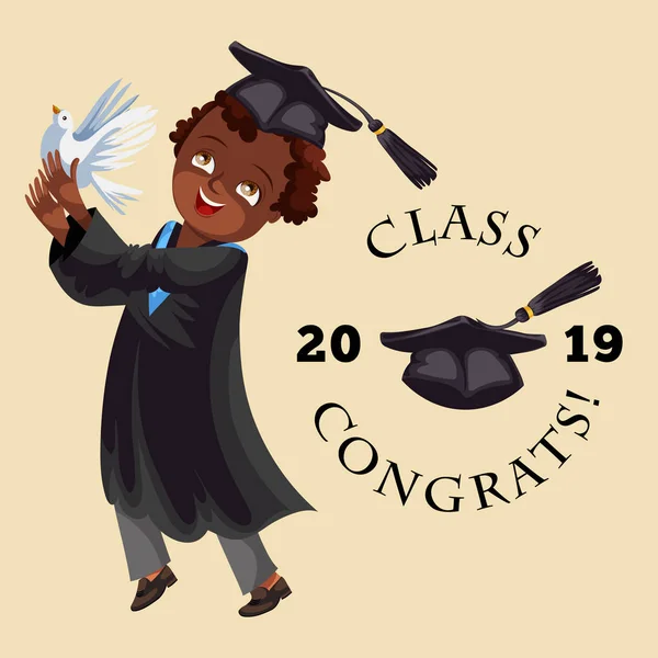 Kolegium graduation płaski kolorowy plakat z napisem Klasa 2018 gratulacje ilustracja wektorowa. — Wektor stockowy