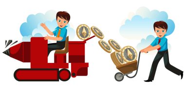 Ethereum kripto para birimi düz poster imalatı