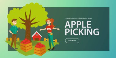 Genç bahçıvanlar hasat düz poster toplama