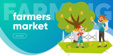 Çiftçilerin piyasa düz renkli yatay banner