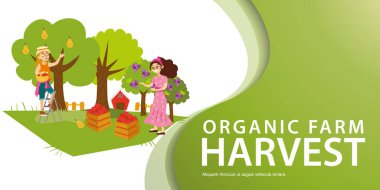 İki kız meyve bahçesi düz poster meyve toplama