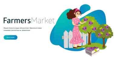 Onun organik hasat zaman düz yatay banner