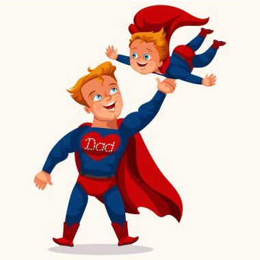 Süper kahraman baba düz renkli poster