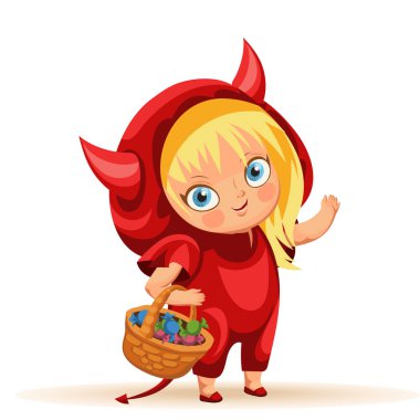 Düz poster Cadılar Bayramı sevimli kız Giydir