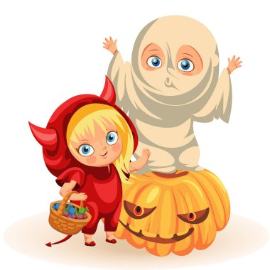Neşeli çocuklar Halloween Giydir düz poster