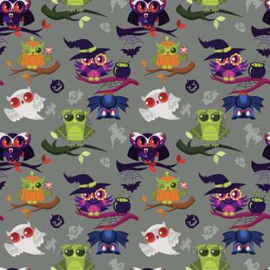 Mutlu All Hallows Eve nightbirds seamless modeli