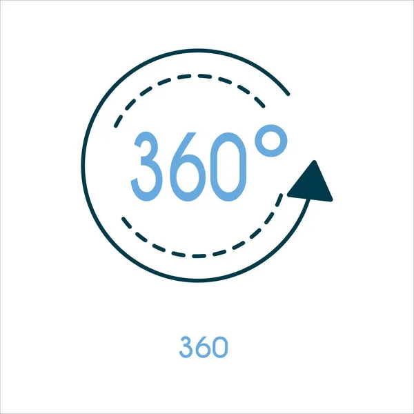 360 градусів піктограма плоскої лінії — стоковий вектор