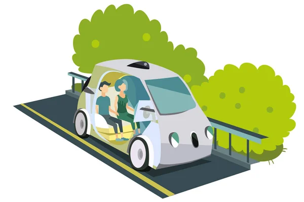 Autonome smart auto kleurrijke affiche — Stockvector