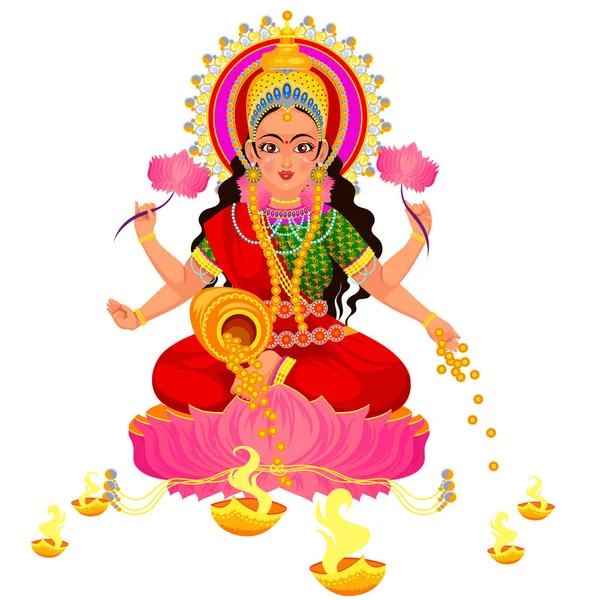 Indiai Diwali ünnep a Parvati Hindu istennő — Stock Vector