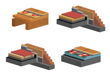 Floor in cut timber and concrete structure set clipart