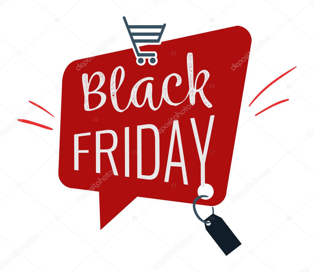 Black Friday speech bubble with trolley logo sign