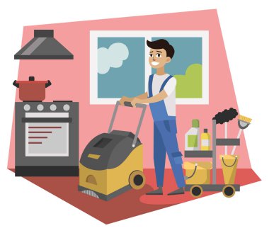 Çamaşır makinesi ile hizmet temizlik işçisi