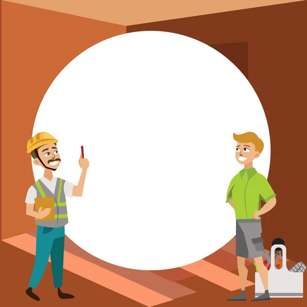 Dwóch mężczyzn badanie pokój w domu plakat — Wektor stockowy