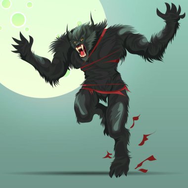 Full moon afiş altında dönüm öfkeli kurtadam canavar
