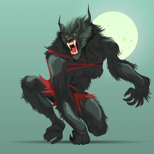 Full moon afiş altında dönüm öfkeli kurtadam canavar