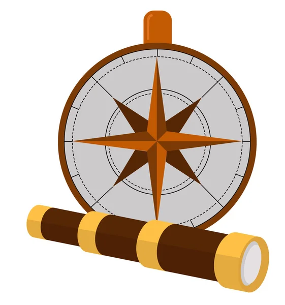 带指南针和望远镜符号的哥伦布日海报 — 图库矢量图片