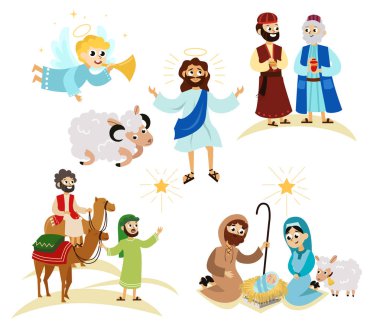 Melek ve İsa Mesih'in hikaye uçmaktan neşeli Noel tatili ayarla
