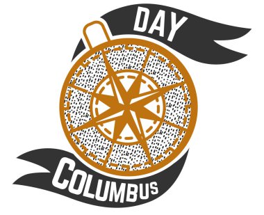 Columbus günü logosu ile pusula sembol imzalamak