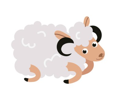 Noel koyun karikatür karakter düz tebrik kartı