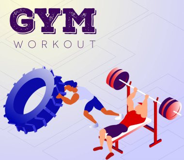 Çizgi film sporcu eğitim salonunda güçlü elde