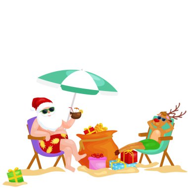 Sahilde kokteyl içme çizgi film kış karakterleri