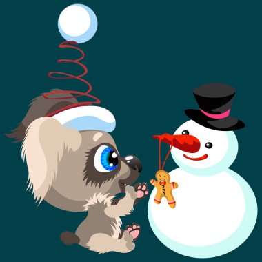Çizgi film köpek eğlenceli harcama zaman kardan adam ile