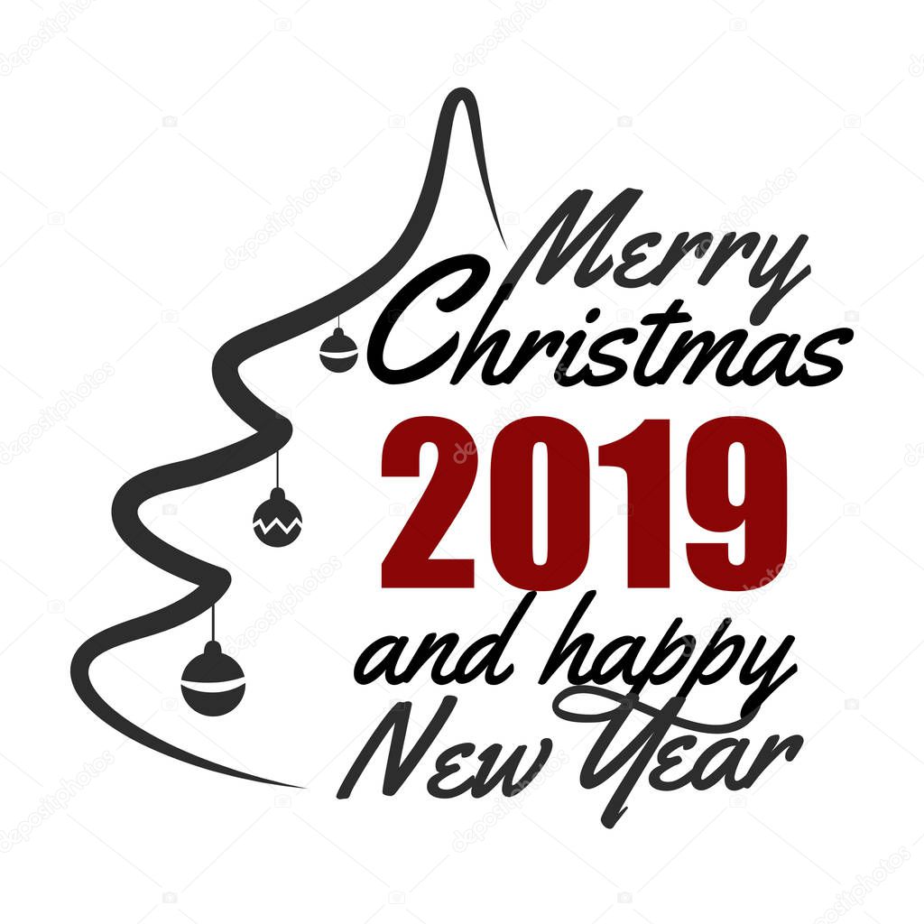 Have very Merry Christmas and Happy New Year 2019 we wish you lettering text logo