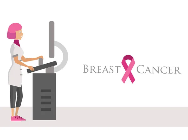 Nemzeti poszter Breast Cancer Awareness hónap rózsaszín szalag — Stock Vector
