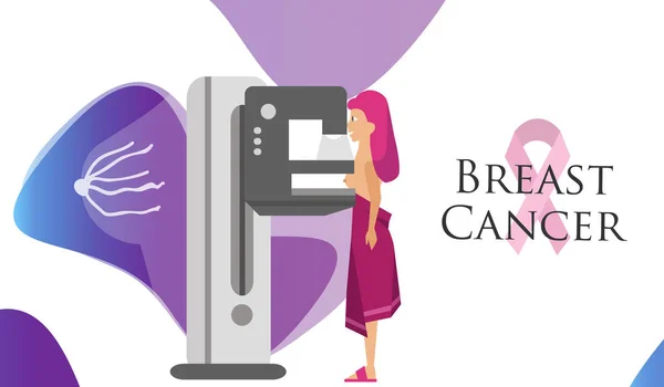 Nationaler Brustkrebs-Bewusstseinsmonat oder Plakat mit rosa Schleife — Stockvektor