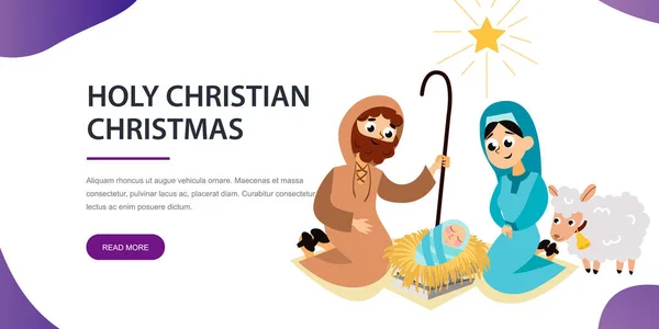 Dzieciątko Jezus urodził się w Bethlehem sceny w Świętej rodziny — Wektor stockowy