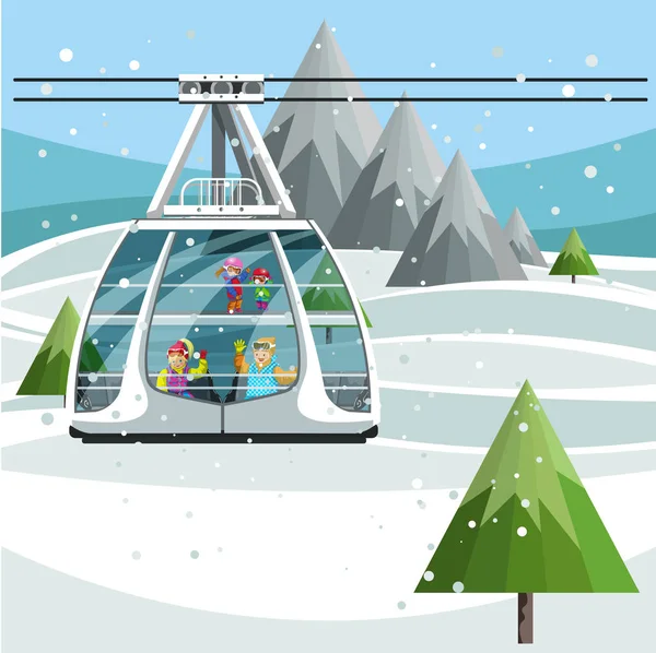 滑雪场的现代缆车 — 图库矢量图片