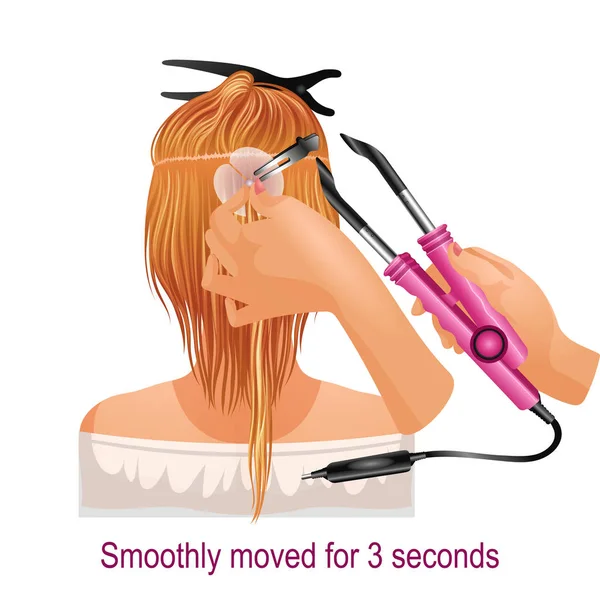 Schritt für Schritt detailliert für Haarverlängerung — Stockvektor