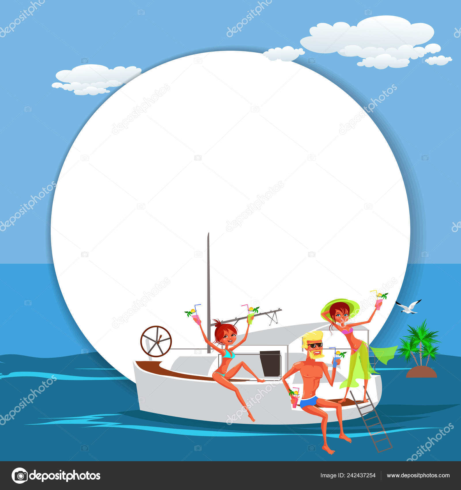 Cartoon fun yacht party with friends in ocean Stock Vector Image by  ©AnutaBerg #242437254
