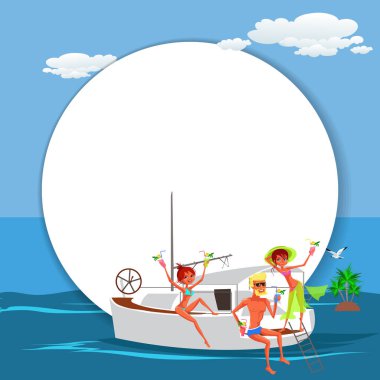 Çizgi film eğlenceli yat parti arkadaşları Okyanusu ile