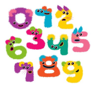 Düz tarzı çizgi film sayılar kümesi