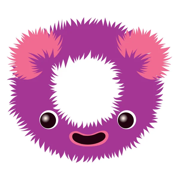 卡通可爱的紫色和粉红色的怪物数字零 — 图库矢量图片