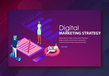 Dijital pazarlama stratejisi açılış Web sayfası şablonu