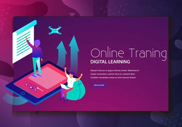 Aprendizaje digital en línea landing page template — Vector de stock