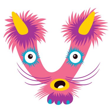 Büyük harf V canavar alfabesinden çizgi film